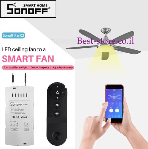 דרייבר אלחוטי עם שלט למאוורר תקרה Sonoff דגם iFan02